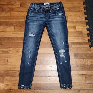 BKE Dark Blue Distressed Skinny Jeans